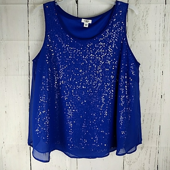 royal blue sequin tank top